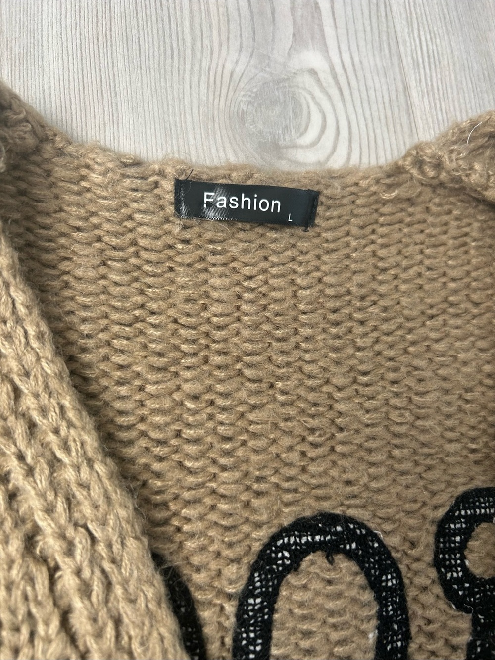 Women’s Chunky Knit Open Cardigan - Camel “Rock & Love” - Picture 3 of 6